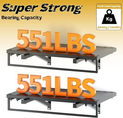 2pcs Garage Wall Shelving - 42in Extra Large Heavy Duty Floating Shelves - Image 3