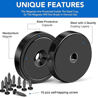 MIKEDE 10 Pack Strong Magnets Heavy Duty, 150LB Neodymium Cup Magnets - Image 4