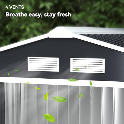 Outsunny 7' x 4' Outdoor Storage Shed, Garden Tool Metal Shed - Image 8