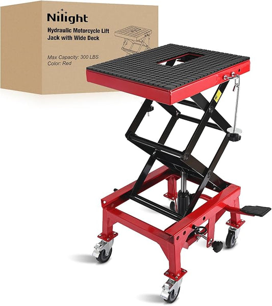 Nilight Motorcycle Lift Table Jack 300 LBS Heavy Duty Hydraulic Motorcycle by Nilight