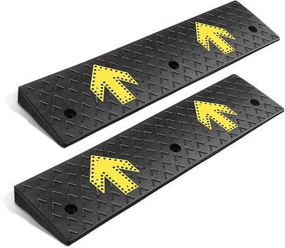 DNA MOTORING 2pcs 2.2" Rise Rubber Arrow Curb Ramp Heavy Duty Loading Driveway by DNAMOTORING