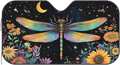 Floral Dragonfly Car Sun Shade Windshield Sunshade Foldable Front Window Shield - Image 8