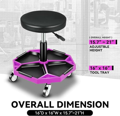 Auto Dynasty Mechanic Stool, Adjustable Rolling Pneumatic Creeper Garage Shop - Image 7