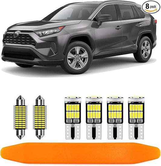 8 Piece CooL White LED Interior Lights Kit by AUTOGOOD