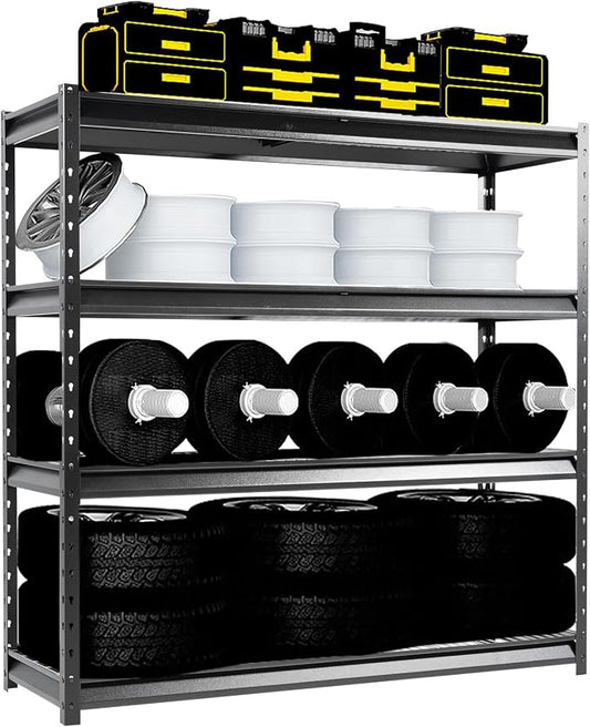 The Atlas 72" W Metal Garage Shelving Unit Load 12000 Lbs, 4 Tier Heavy Duty by Shuntong