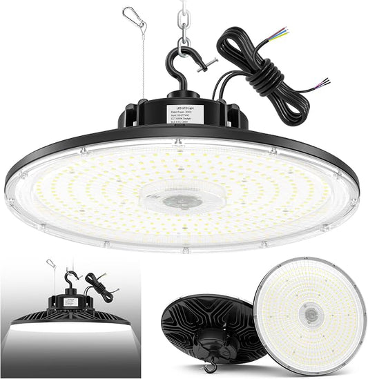 300W UFO LED High Bay Light 1-10V Dimmable, 5000K Daylight 42000LM, UL DLC by BBESTLED