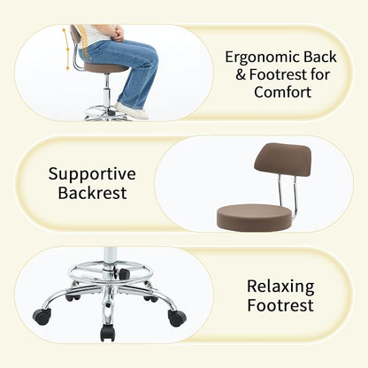 Salon Rolling Chair, Adjustable Stool - Image 5