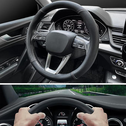 LKWLIKEI Nappa Premium Leather car Steering Wheel Cover, Breathable, Universal - Image 4