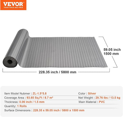 VEVOR Garage Floor Mat, 19 x 4.9 FT PVC Garage Flooring Roll, Non-Slip Diamond - Image 7