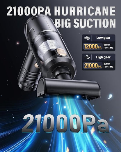 Handheld Car Vacuum Portable Cordless, 21000Pa High Power Handheld Vacuum - Image 2