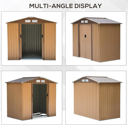 Outsunny 7' x 4' Outdoor Storage Shed, Garden Tool Metal Shed - Image 6