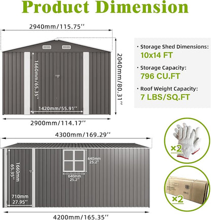10X14 FT Outdoor Storage Shed - Image 2