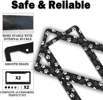 License Plate Holder Black and White License Plate Frames Black White Dog Cat - Image 4