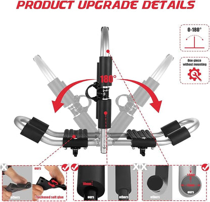 FORWODE Kayak Roof Rack, 2 in 1 Aluminum 2 Pair J-Bar Roof Rack, Folding - Image 2