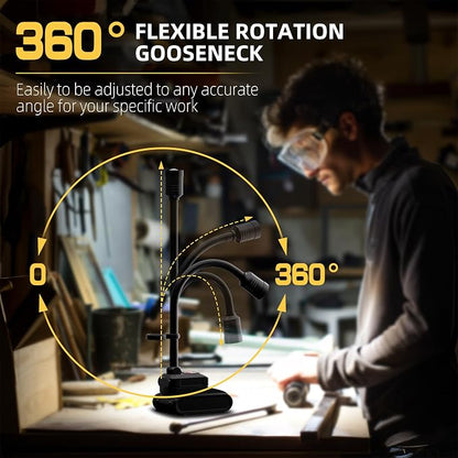 LED Work Light, 5000mAh Magnetic Gooseneck Light Rechargeable, 2000 Lumen - Image 2