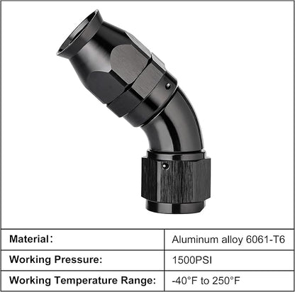 EVIL ENERGY 8AN 45 Degree PTFE One Piece Full Flow End Hose Fitting Aluminum - Image 3