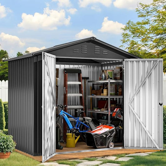 DWVO 6x4ft Storage Shed for Outdoors, Metal Sturdy Weatherproof Tool Locker by DWVO