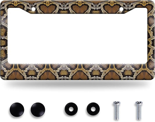 Snake Printed License Plate Frame Animal Skin Texture License Plate Stainless by GORSNKYE