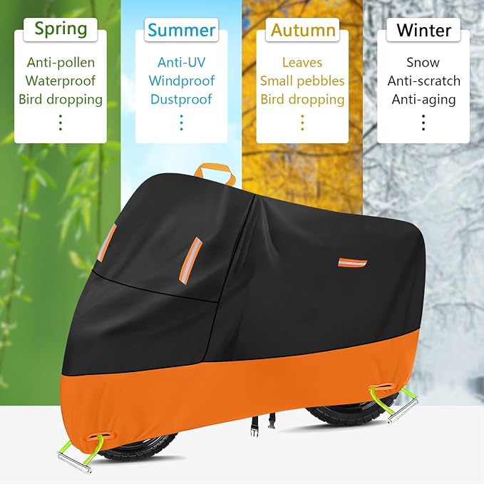 Motorcycle Cover 300D Oxford Motorcycle Covers Waterproof Outdoor Storage Fit - Image 6