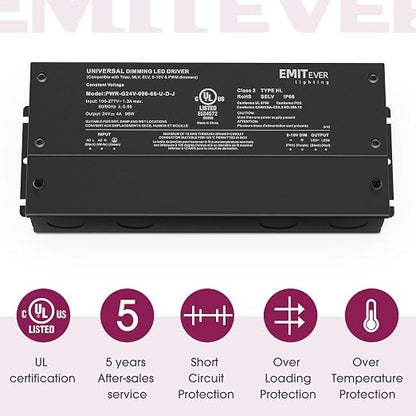 EMITEVER Dimmable Led Driver, 2 Packs 96W AC 110V-277V to DC 24V Transformer - Image 7