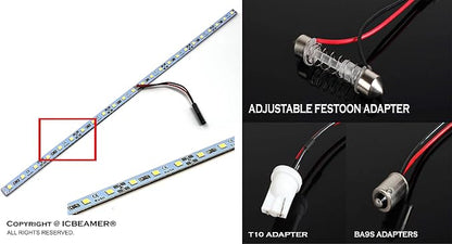 ICBEAMER 12" Green 18 SMDs 2835 LED Strip Light Universal Fit Car Trunk Cargo - Image 2