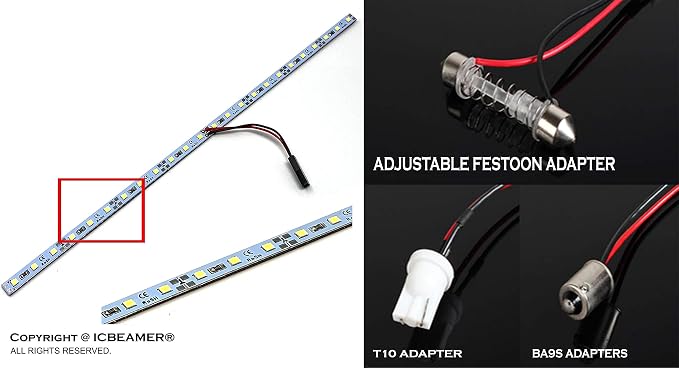 ICBEAMER 12" High Power Blue 18 SMDs 2835 LED Strip Light Universal Fit Car - Image 2