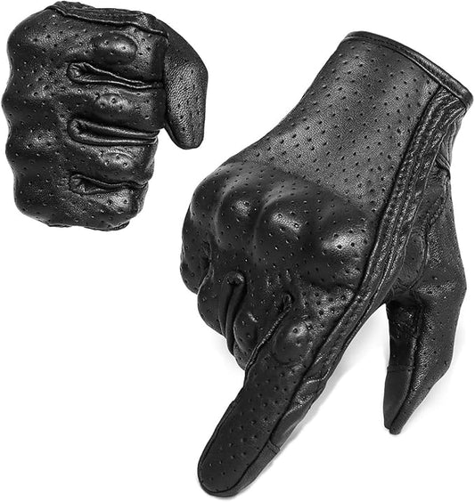 Full finger Goat Skin Leather Touch Screen Motorcycle Gloves Men/Women S by KAIWENDE