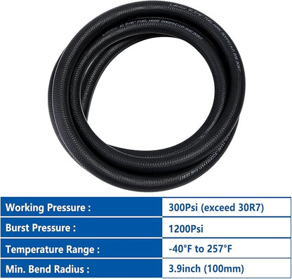 LokoCar Rubber Fuel Hose Line Push Lock 3/8" ID SAE 30R7 NBR 10ft 300PSI Black - Image 6