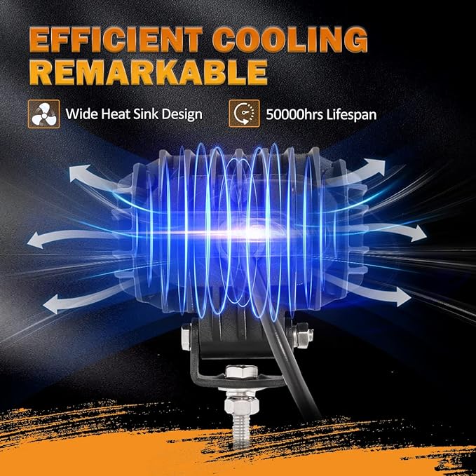Auxbeam 4 Inch LED Amber Pod Light, 5050 Driving Light 60W Yellow Flood Beam - Image 6