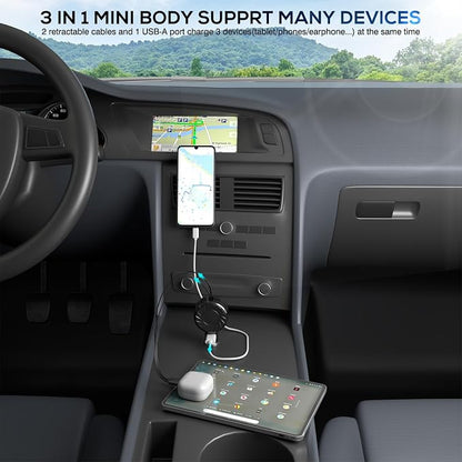 Retractable Car Charger, 3 in 1 Fast Charging Car Phone Charger 50W, Mini - Image 6