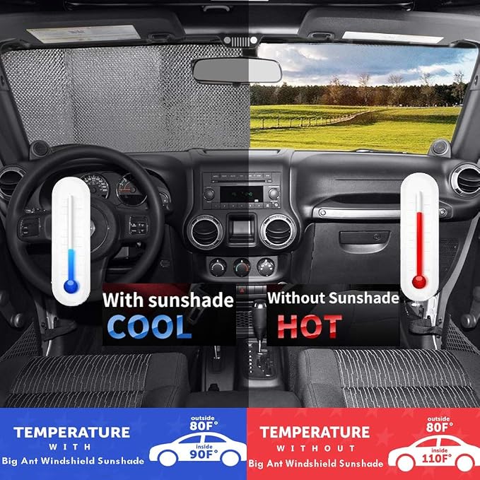 Big Ant Windshield Sun Shade UV Rays Sun Visor Shade, Auto Front Windshield - Image 4