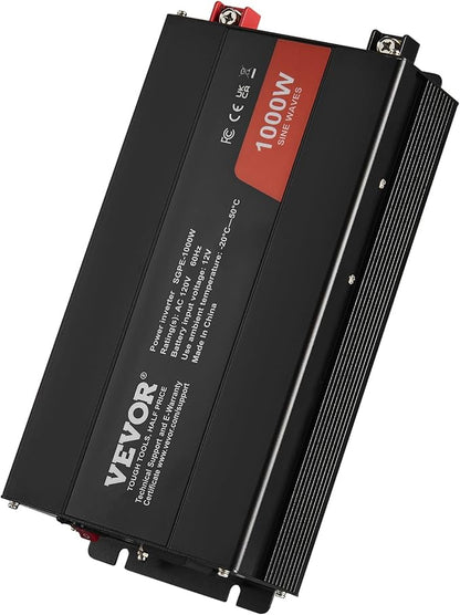 VEVOR 1000W Pure Sine Wave Inverter, DC 12V to AC 120V Power Inverter - Image 12
