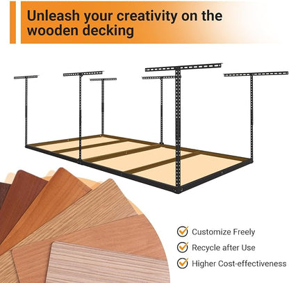 4x8ft Overhead Garage Storage Rack Wooden Decking Not Included, Heavy Duty - Image 8