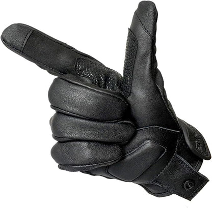 Superbike Updated Black Leather Motorcycle Gloves Hard Knuckle Armored - Image 6