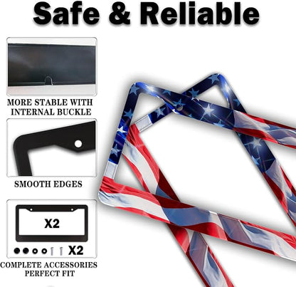 License Plate Frames for Men Multicolor Car Plate Frame for Women American Flag - Image 4