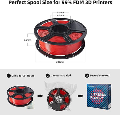 FLASHFORGE PLA Filament 1.75mm Red, 3D Printer Filament 1kg Spool, Dimensional - Image 6