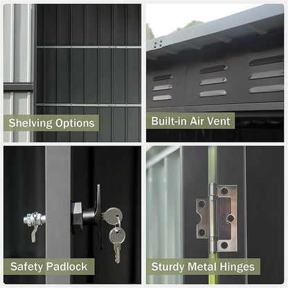 IKERY Compact Galvanized Steel Garden Shed - Image 2