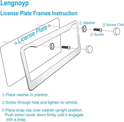 2PCS Chrome License Plate Frame, 2 Holes Silver Stainless Steel License Plate - Image 6