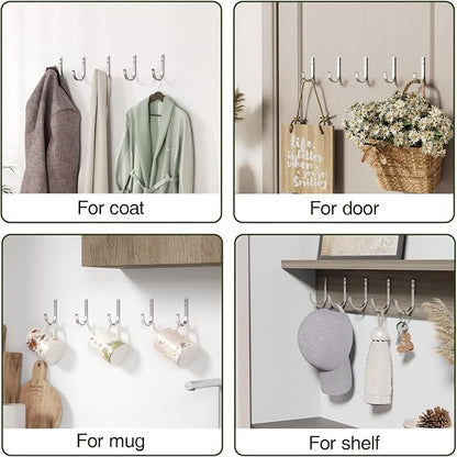 10-Pack Wall Hooks for Hanging Towel/Coat - 22LB Screw in Metal Hanger Wall - Image 6