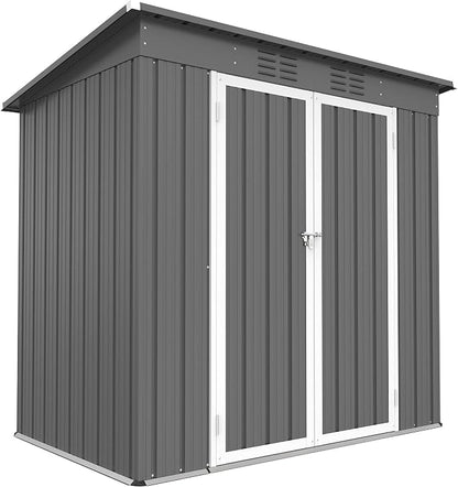 6' x 4' Outdoor Metal Storage Shed, Galvanized Steel Tool Garden Shed, by Hohuqeri