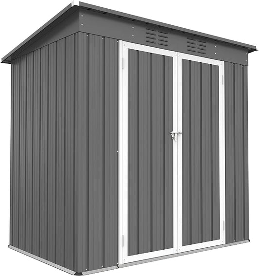 6' x 4' Outdoor Metal Storage Shed, Galvanized Steel Tool Garden Shed, by Hohuqeri