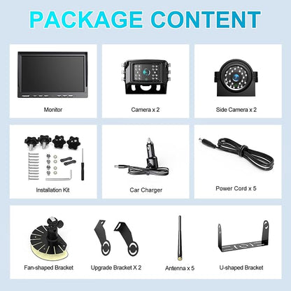 Fookoo HD 10" Wireless Backup Camera System, 1080P 10-inch Quad Split Monitor - Image 8