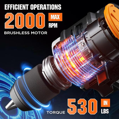 Litheli Cordless Drill Driver, Brushless Electric Power Drill - Image 2