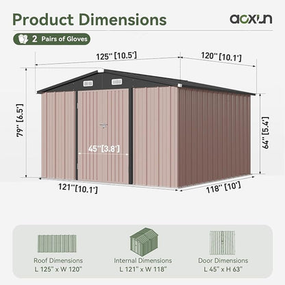 Aoxun 10x10 FT Outdoor Storage Shed Garden Metal Shed - Image 5