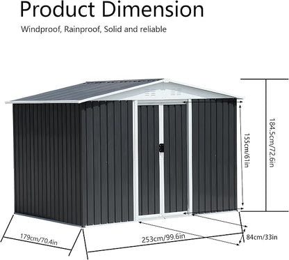 8x6 FT Outdoor Metal Storage Shed - Image 3