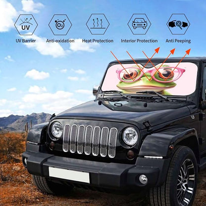Funny Frog Car Sun Shade Windshield Sunshade Foldable Front Window Shield Cover - Image 6