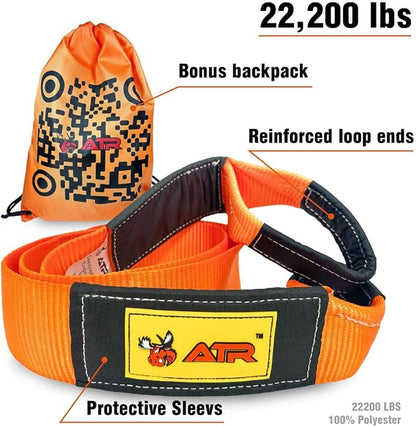 ATR Recovery Tow Strap 3" x 20ft – 22, 200 lbs Breaking Strength, Heavy Duty - Image 2