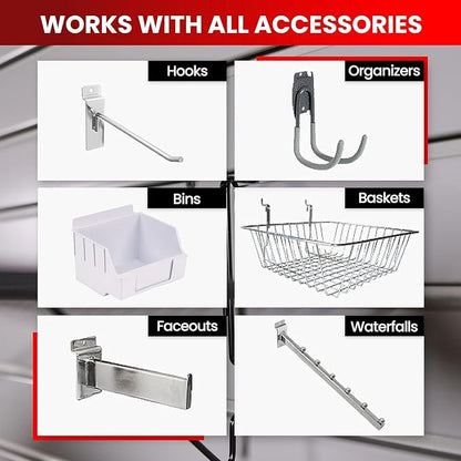 DLDIRECT Slatwall Panel Garage Wall Organizer: Heavy Duty Mounted PVC Rack - Image 6