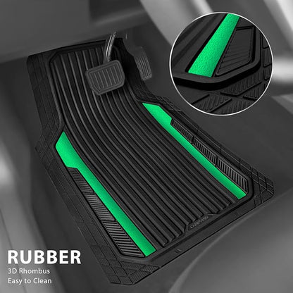 CAR PASS Heavy Duty Rubber Car Mats Metallic, Aluminum Film All Weather Floor - Image 2