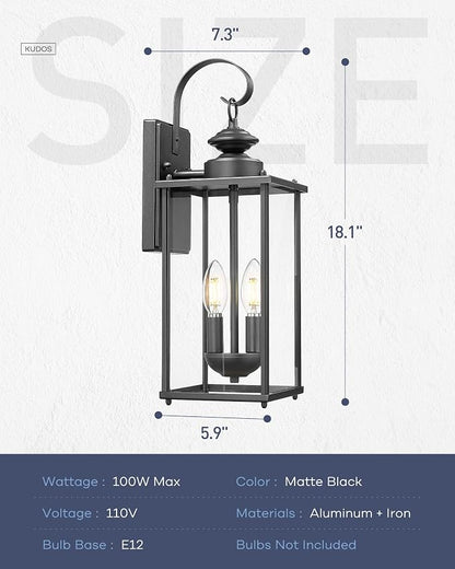 kudos Porch Lights, 18.1 inch Large Outdoor Wall Light, E12 Sockets, Anti-Rust - Image 4